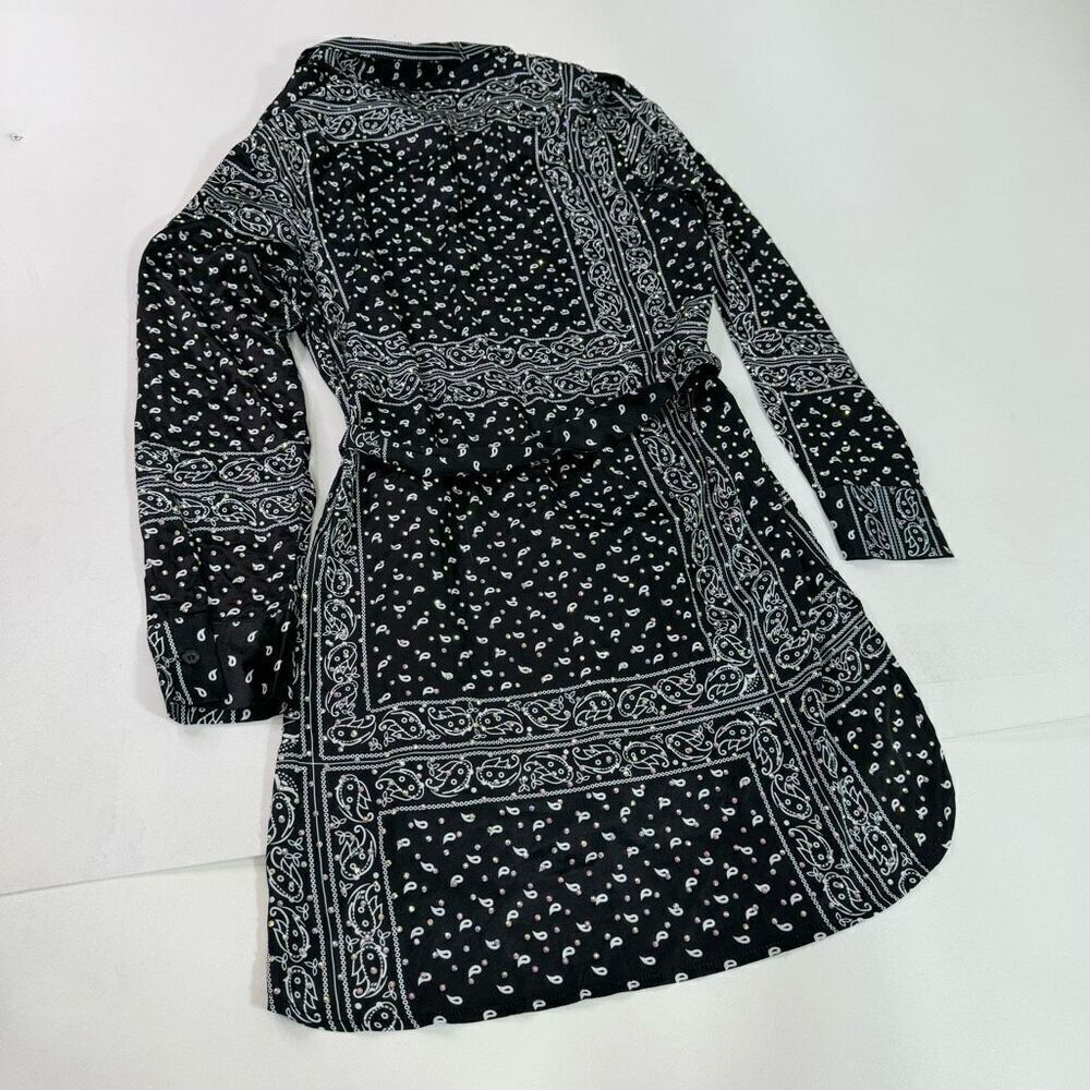 Akira Top Womens Medium Black Western Bling Country Collar Dark NewTunic - Picture 7 of 10